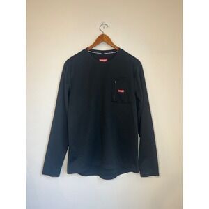 Wrangler Workwear Long Sleeve Performance Shirt Mens‎ Medium Black Zip Pocket
